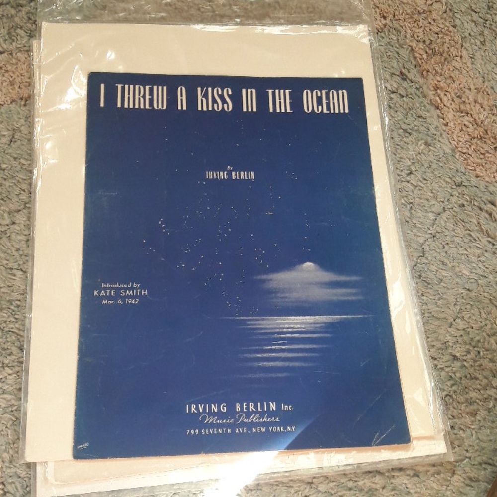 Vintage music sheet "I Threw A Kiss In The Ocean"